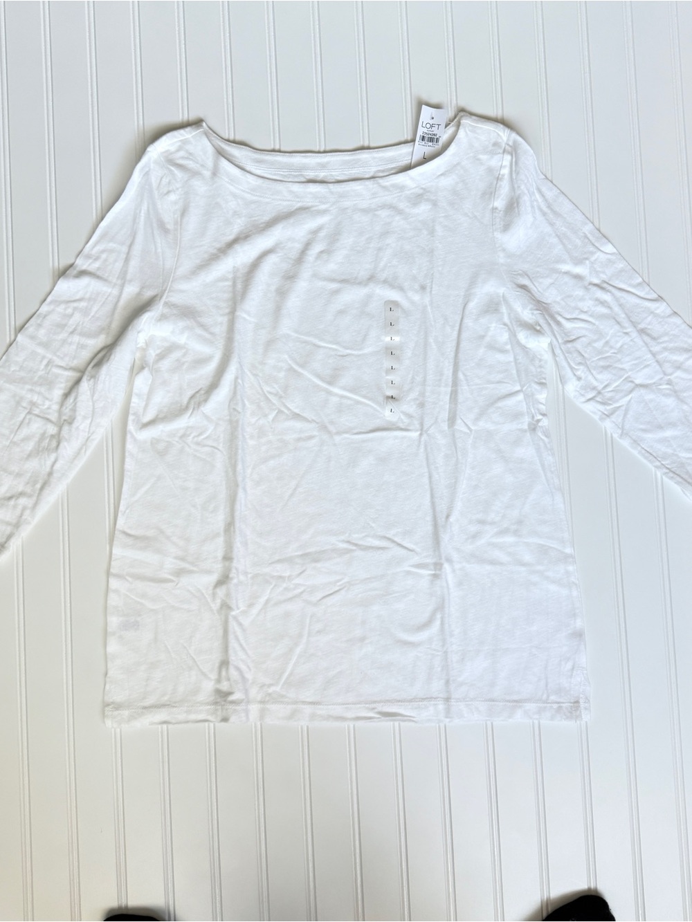 LOFT White Boatneck Long-Sleeve Tee